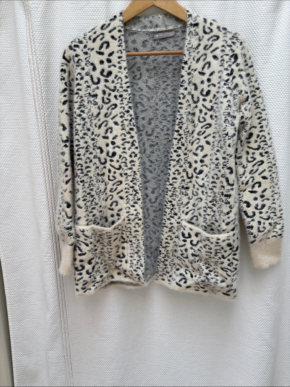 Leopard Print Open-Front Cardigan in Cream and Black